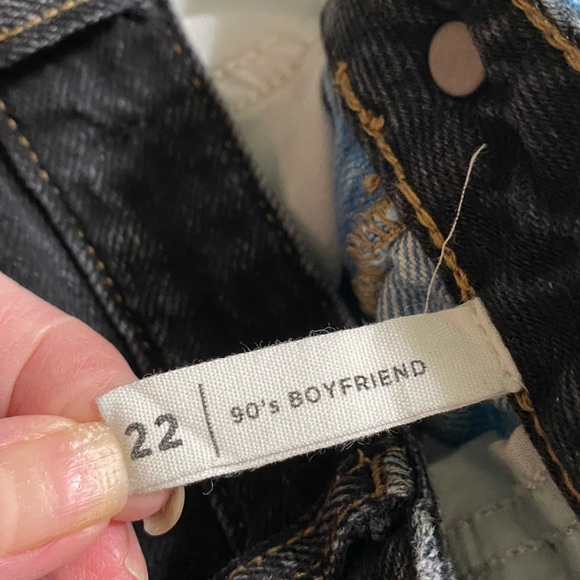 PacSun vintage 90s boyfriend jeans, light blue in front black in back size 22 - Picture 5 of 10